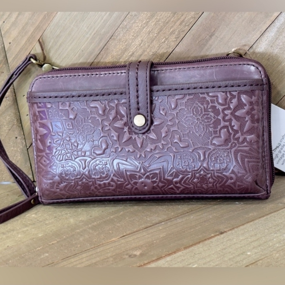 The Sak Embossed Burgandy Crossbody Bag